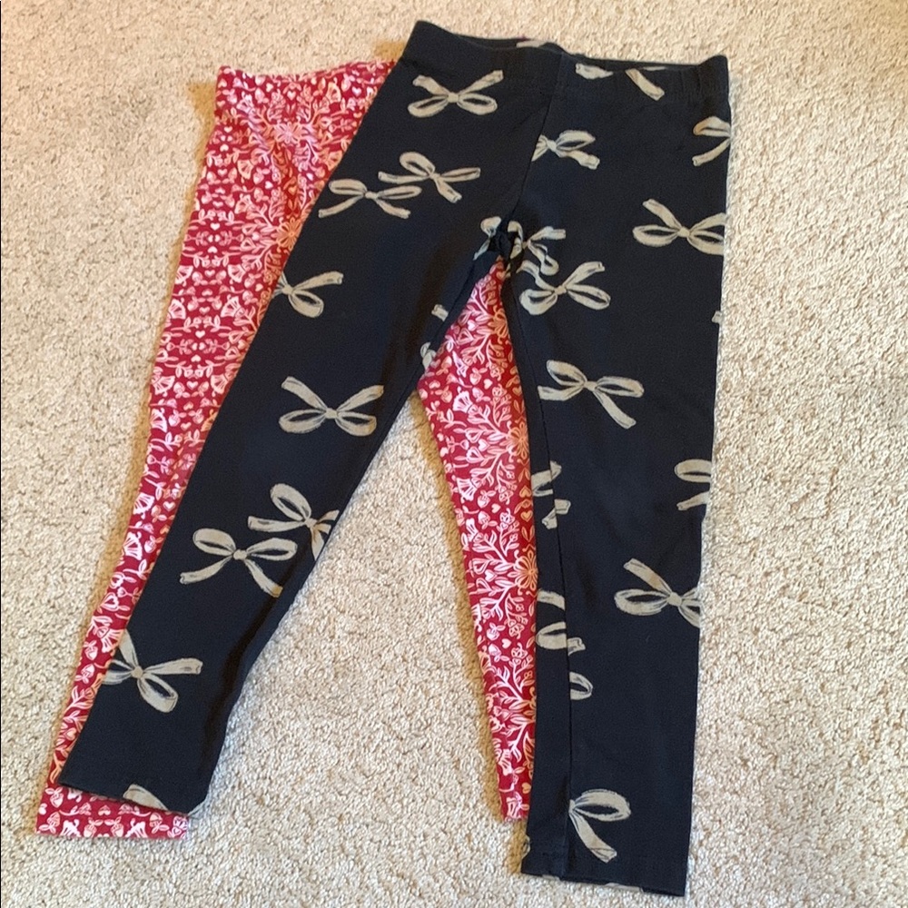 Stylish Kids Bow Print Leggings - Black and Red